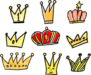 子供が描いたかわいい王冠の落書き