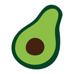Green half of an avocado. Vector color illustration of fruit in flat style.