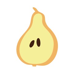 Half a yellow pear. Vector color illustration of fruit in flat style.