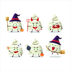 Halloween expression emoticons with cartoon character of vanilla ice cream scoops. Vector illustration