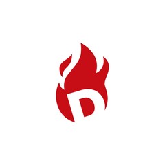 d letter fire flame logo vector icon illustration