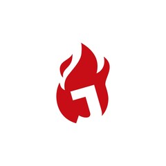 j letter fire flame logo vector icon illustration
