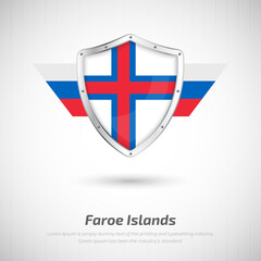 Fototapeta premium Elegant glossy shield for Faroe Islands country with happy national day greeting background