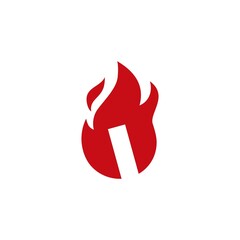 i letter fire flame logo vector icon illustration