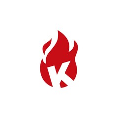 k letter fire flame logo vector icon illustration