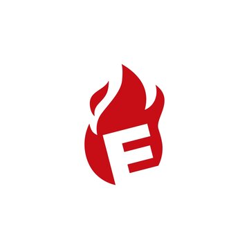 E Letter Fire Flame Logo Vector Icon Illustration