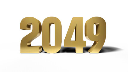 2049 golden bold letters isolated on white 3d-illustration