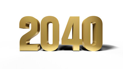 2040 golden bold letters isolated on white 3d-illustration