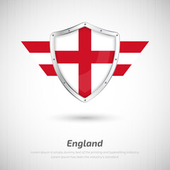 Elegant glossy shield for England country with happy saint georges day greeting background