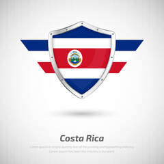 Elegant glossy shield for Costa Rica country with happy independence day greeting background