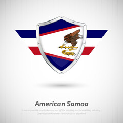 Elegant glossy shield for American Samoa country with happy independence day greeting background