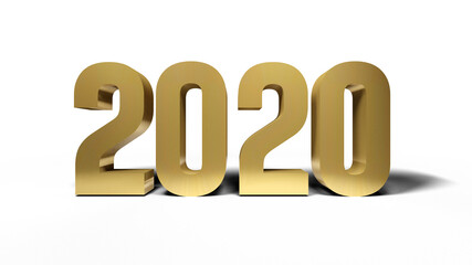 2020  golden bold letters isolated on white 3d-illustration
