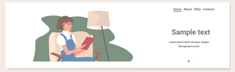 beautiful girl reading book while sitting on chair coronavirus pandemic quarantine stay home concept