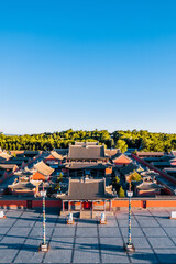 Aerial photography of early morning scenery of Beizi Temple, Xilinhot City, Xilin Gol, Inner Mongolia © Govan