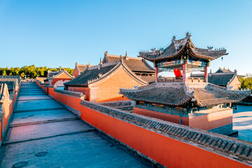 Aerial photography of early morning scenery of Beizi Temple, Xilinhot City, Xilin Gol, Inner Mongolia © Govan