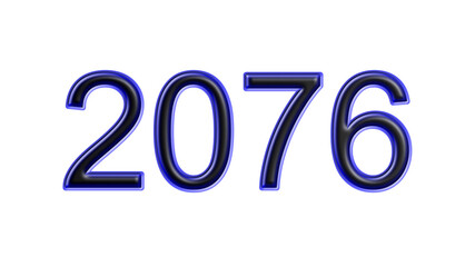 blue 2076 number 3d effect white background