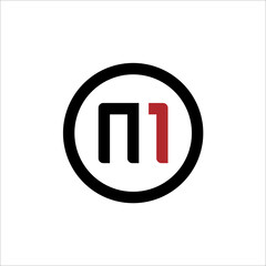 Obraz premium M1 logo, letter M with 1 digit design vector template.