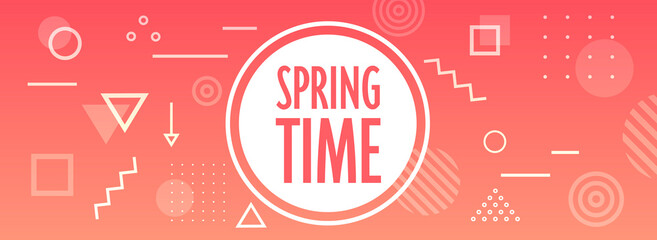 Fototapeta premium spring time hand drawn poster lettering banner invitation template horizontal