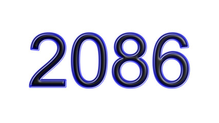 blue 2086 number 3d effect white background