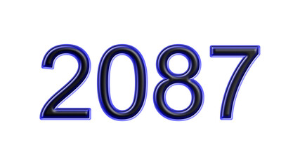 blue 2087 number 3d effect white background