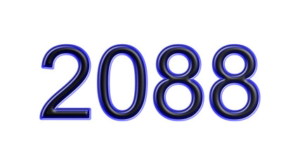 blue 2088 number 3d effect white background