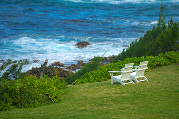 Idyllic scene beach in Thailand. Tropical blue sea and a sand beach background.