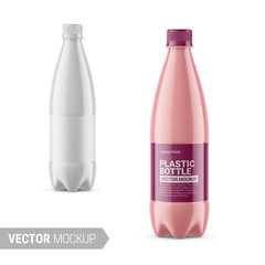 White glossy plastic bottle mockup. Vector illustration.