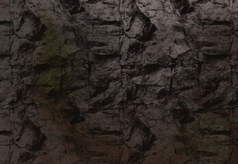 Stone cliff wall texture background asset, mossy, dark, grunge
