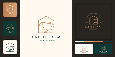 cattle farm logo, modern vintage logo and business card