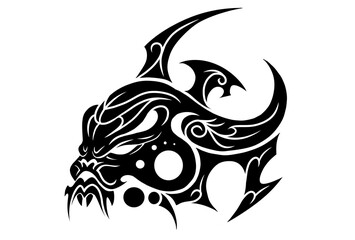 Drawing black head skull