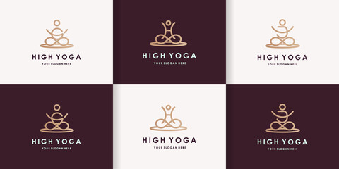 set of yoga letter g h j logo design