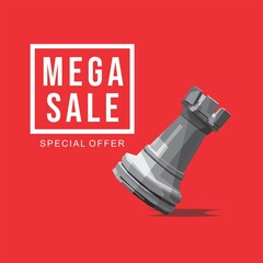 Sale banner template design, with an illustration of a flat design model, Mega sale special offer. end of season special offer banner.Promotion and shopping template for special offer. eps file