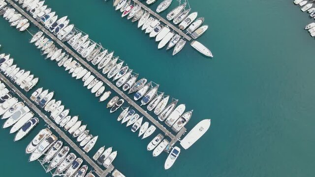 Aerial views on a clody day in the Javea's Port