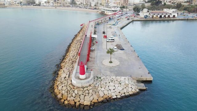 Aerial views on a clody day in the Javea's Port