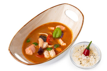 Tom Yum Thai soup isolated on white