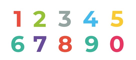 Numbers colourful isolated on white background. Doodle illustration.