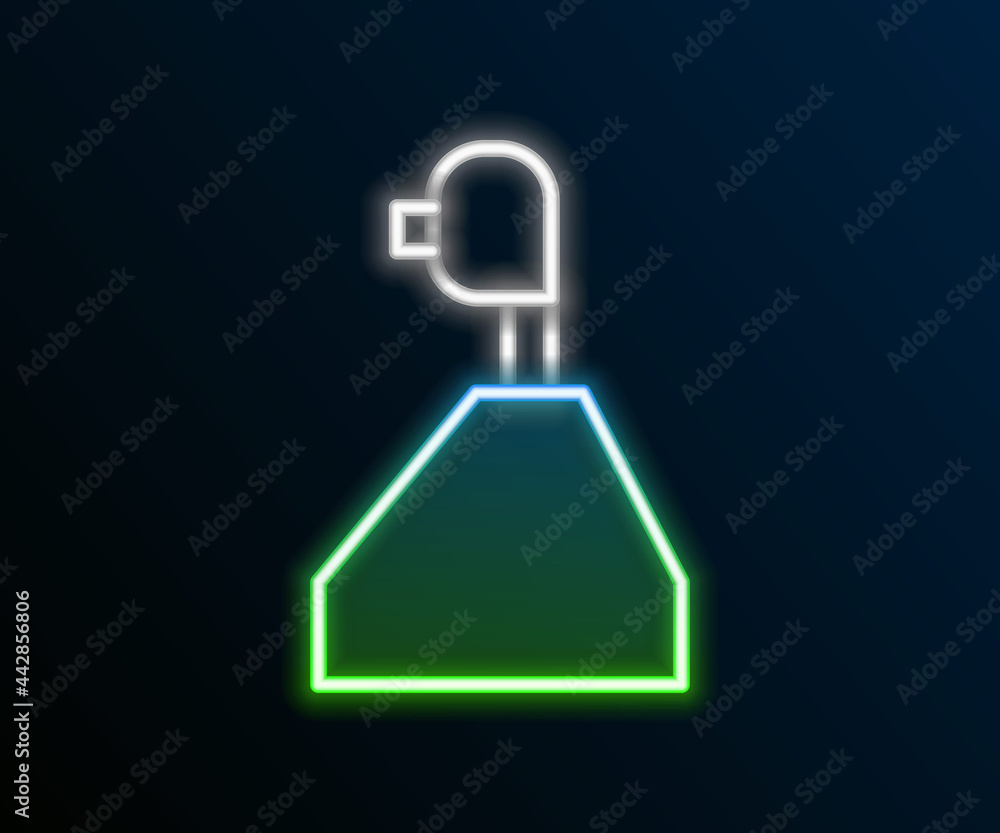 Sticker Glowing neon line Gear shifter icon isolated on black background. Transmission icon. Colorful outline concept. Vector