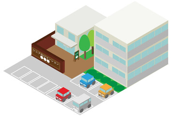 アイソメトリックなシニア向け分譲マンションの建物