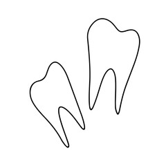 teeth decoration element for Halloween. Coloring. Gloomy Doodles. Vector illustration isolated on white background