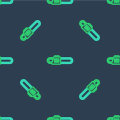 Line Chainsaw icon isolated seamless pattern on blue background. Vector