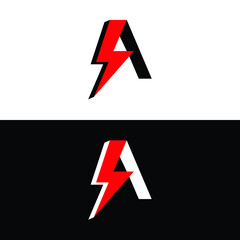 Electric Icon with letter A.
Electric Spark icon vector.
Letter A logo.