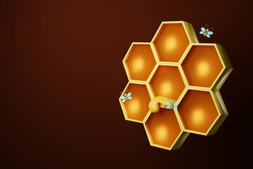 Stylish honey comb 3d graphics rendering