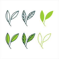 green leaf icons design template vector	