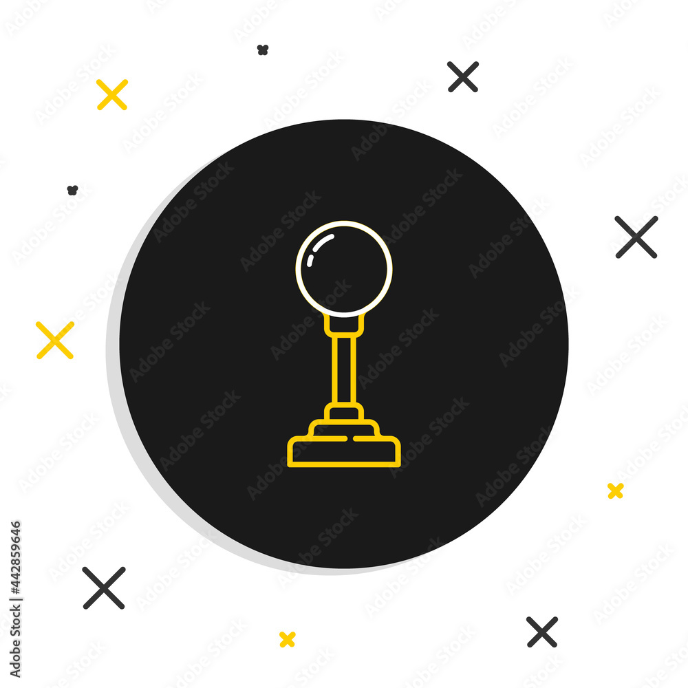 Poster line joystick for arcade machine icon isolated on white background. joystick gamepad. colorful outli