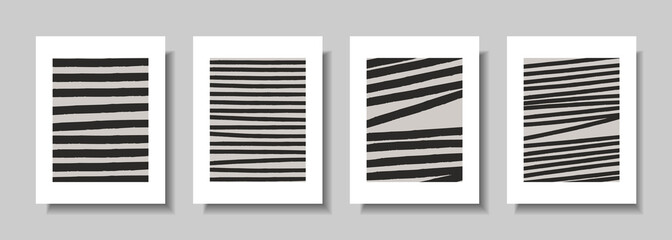 Abstract wall arts vector collection. Minimal and natural wall art. Vector illustration. Black and white organic shape Art design for poster, print, cover, wallpaper, etc