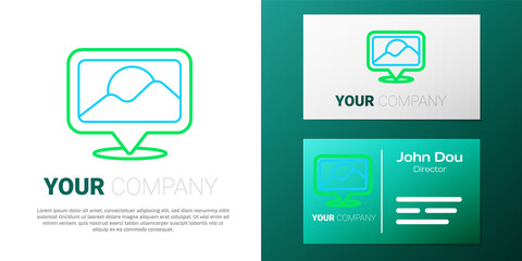 Line Map pin icon isolated on white background. Navigation, pointer, location, map, gps, direction, place, compass, search concept. Colorful outline concept. Vector