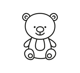 Hand drawn teddy bear. Toy bear in doodle style. Children doodle drawing. Isolated vector illustration on white background.