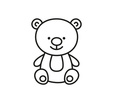 Hand drawn teddy bear. Toy bear in doodle style. Children doodle drawing. Isolated vector illustration on white background.
