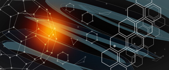 Lines with dots connected style technology background