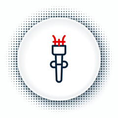 Line Torch flame icon isolated on white background. Symbol fire hot, flame power, flaming and heat. Colorful outline concept. Vector